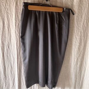 Nocturne Silk pencil skirt satin finish steel grey lined size 10